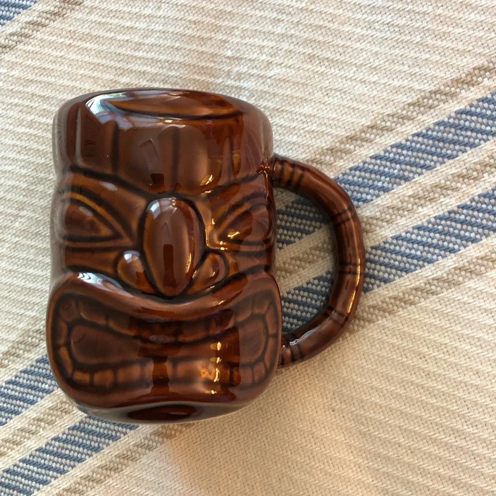 Brown Tiki Face Ceramic Coffee Mug - Decorative Home Coffee & Tea Accessory